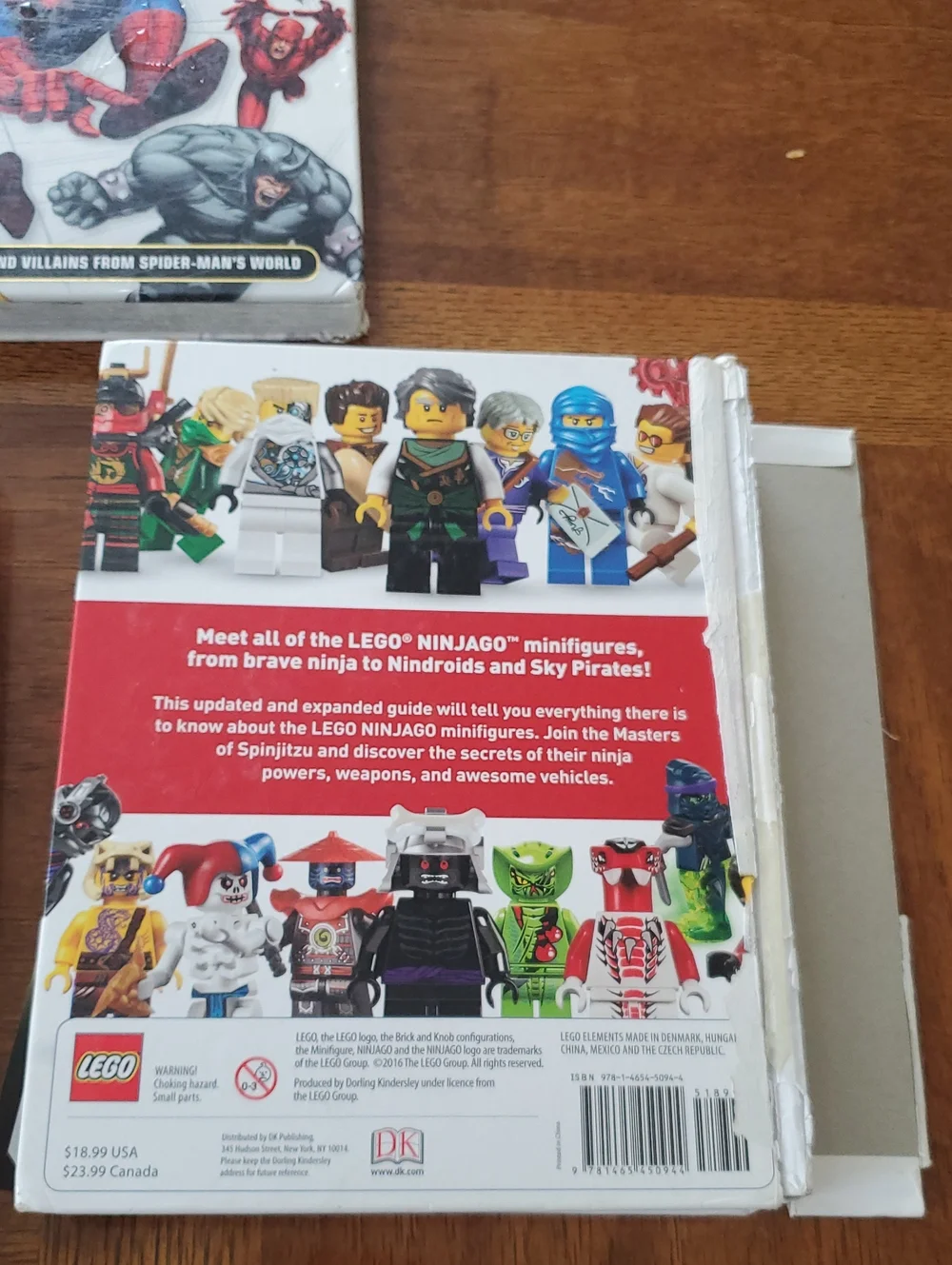 3 LEGO Ninjago Character Encyclopedia & Spiderman Books - White and Red Cover